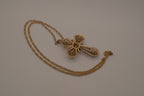 Vintage gold-tone filigree cross pendant necklace