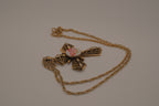 Vintage gold-tone filigree cross pendant necklace