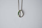 Vintage Lia Sophia Silver-Tone Green Teardrop Necklace