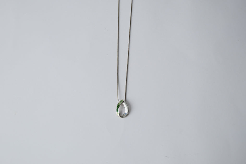 Vintage Lia Sophia Silver-Tone Green Teardrop Necklace