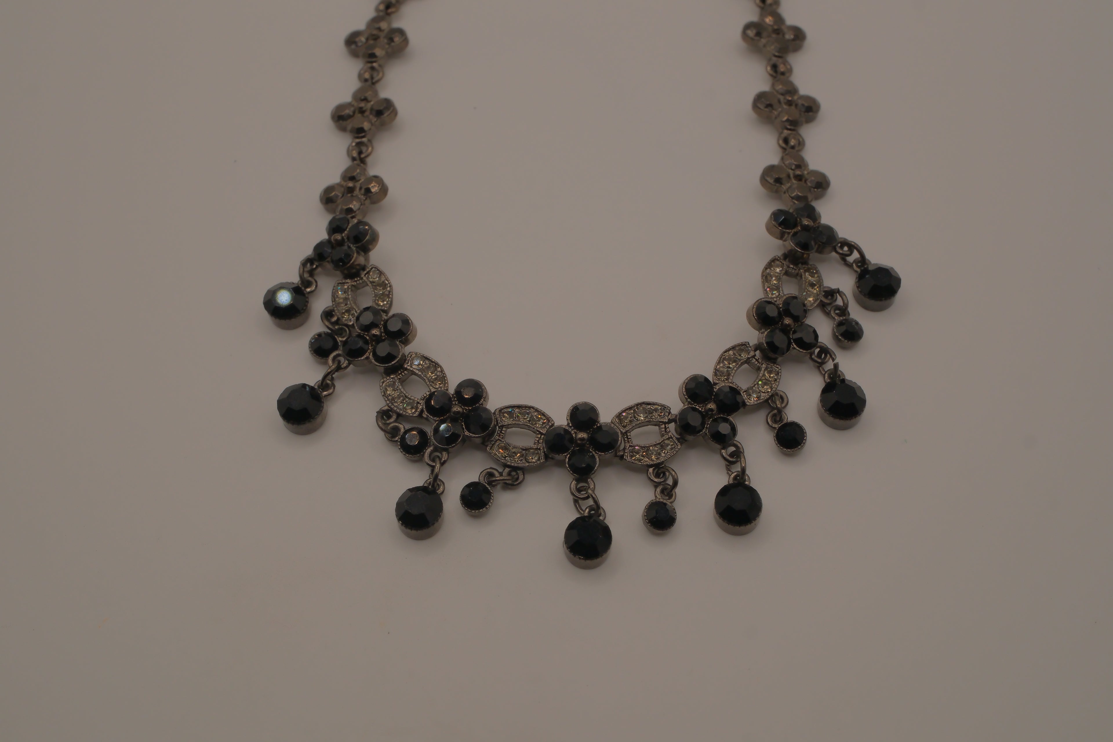 Vintage gunmetal rhinestone choker necklace