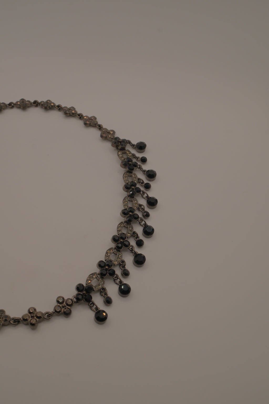 Vintage gunmetal rhinestone choker necklace