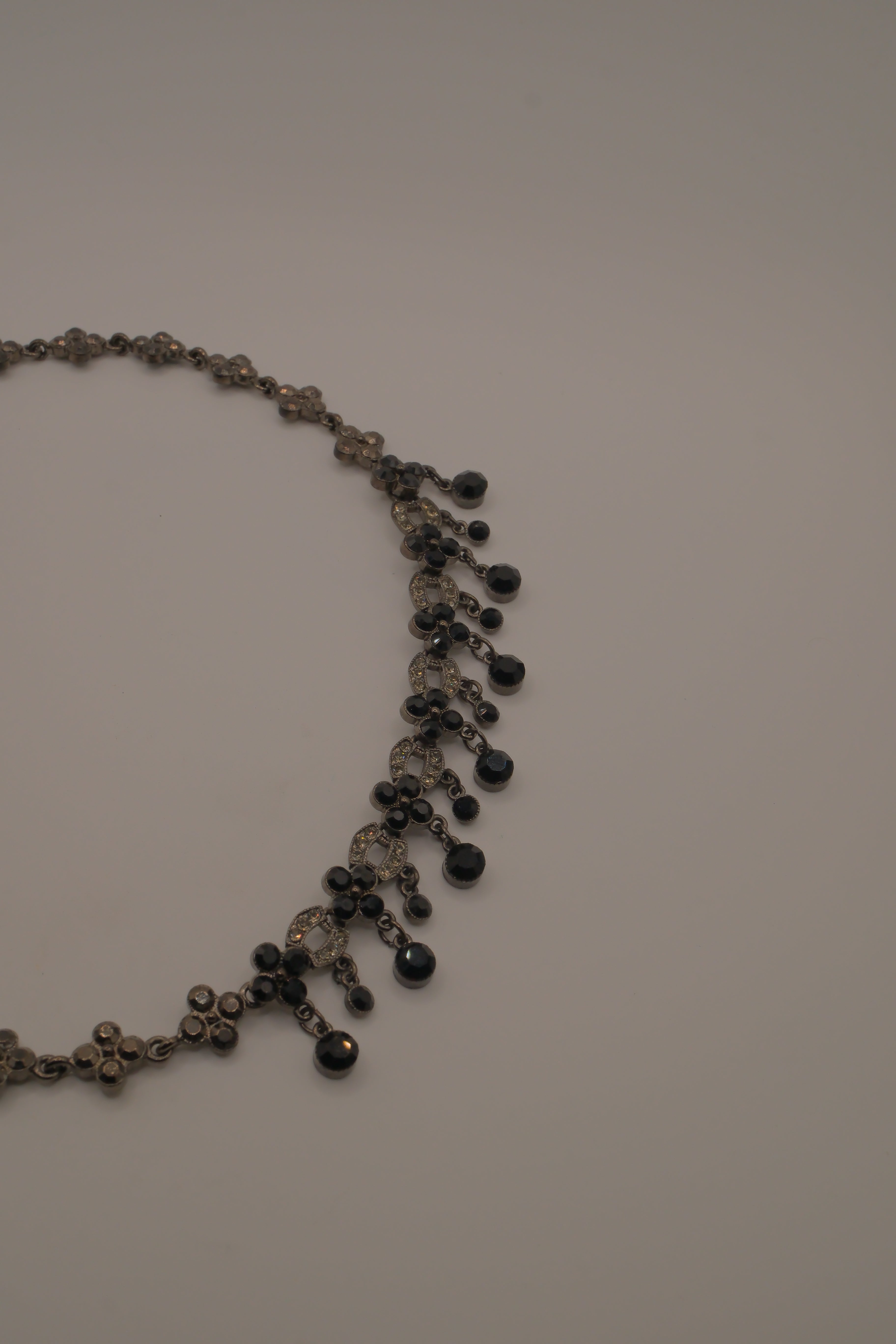 Vintage gunmetal rhinestone choker necklace