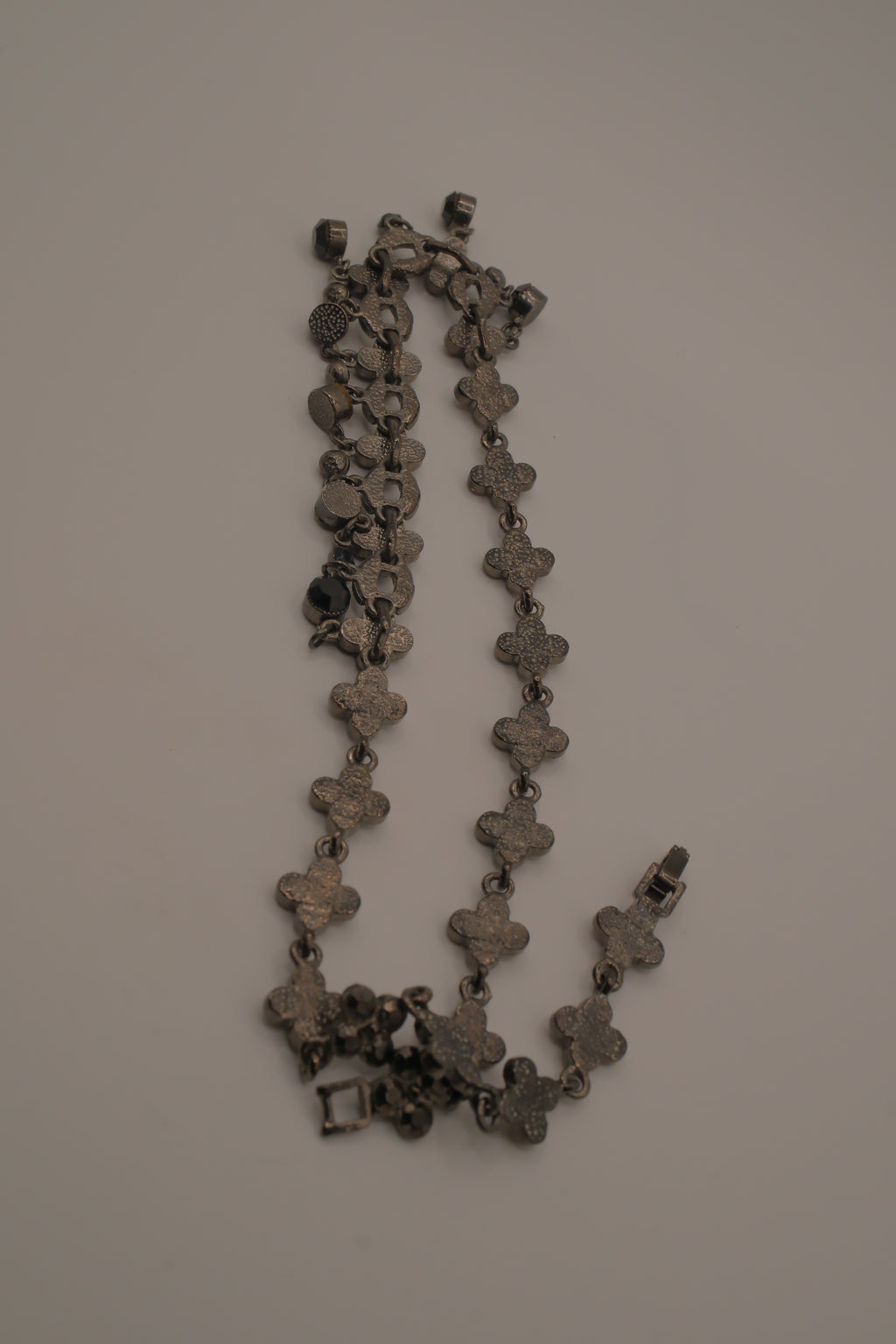 Vintage gunmetal rhinestone choker necklace
