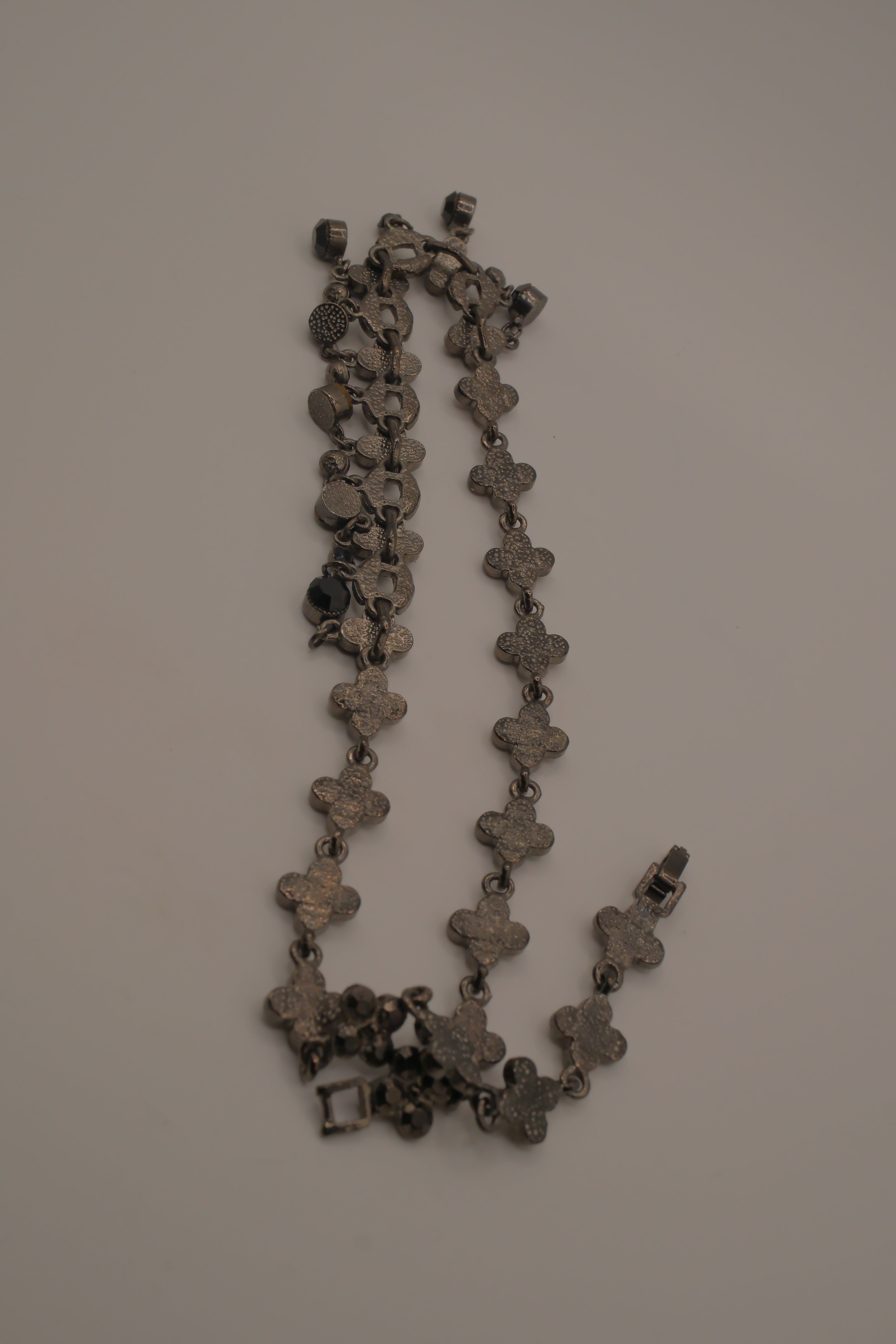 Vintage gunmetal rhinestone choker necklace