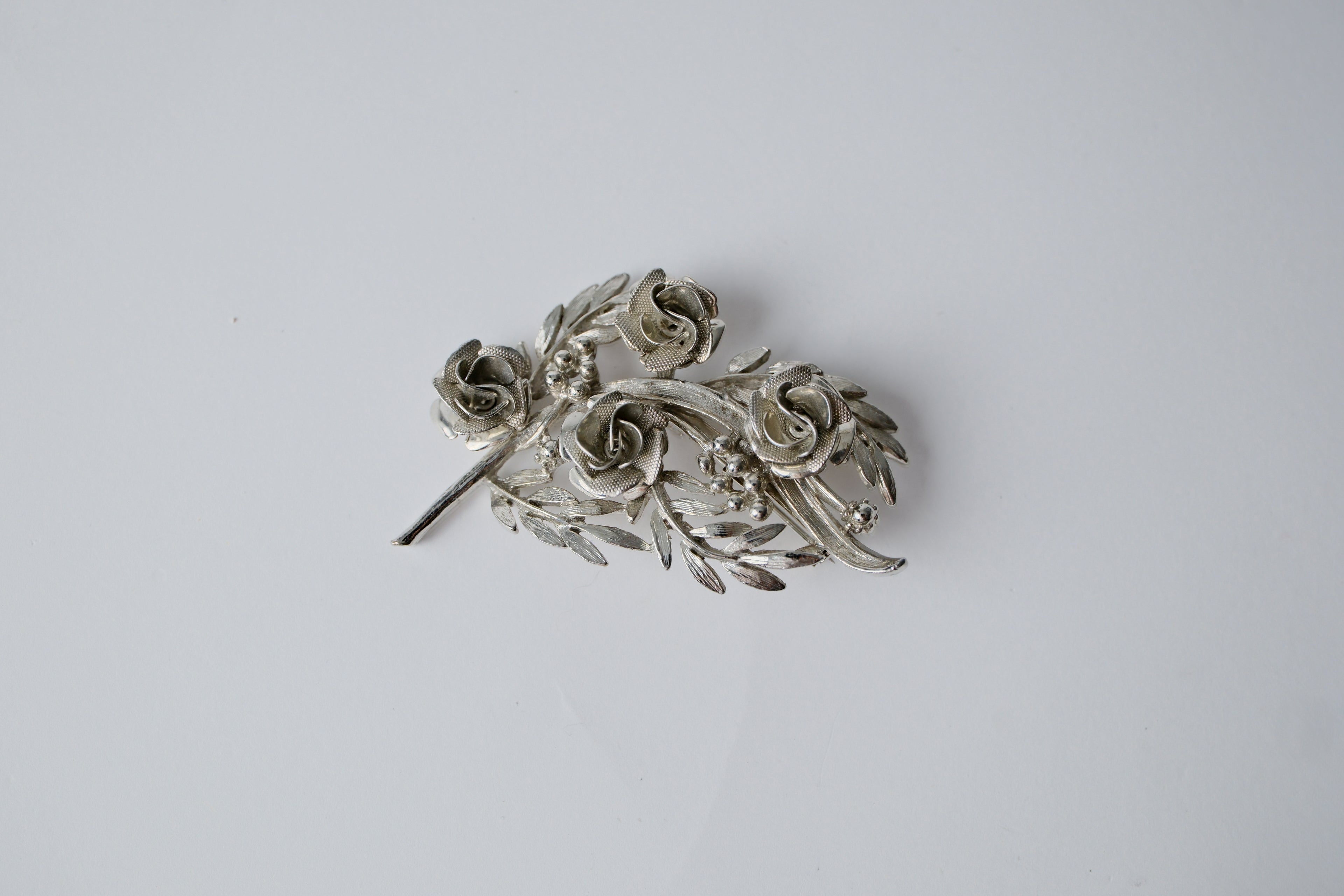Coro Silver-toned Roses Bouquet Brooch