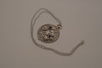 Antiqued silver-tone floral pendant