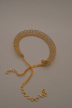 Multi-layered gold and cubic zirconia stones collar necklace