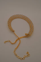 Multi-layered gold and cubic zirconia stones collar necklace