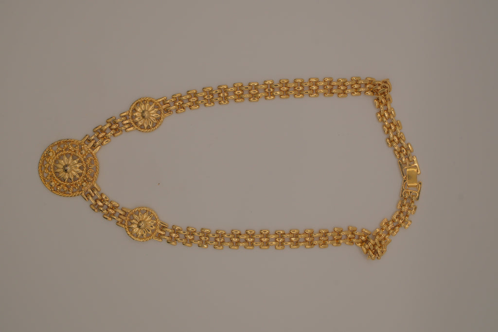 Vintage gold plated medallion chain necklace