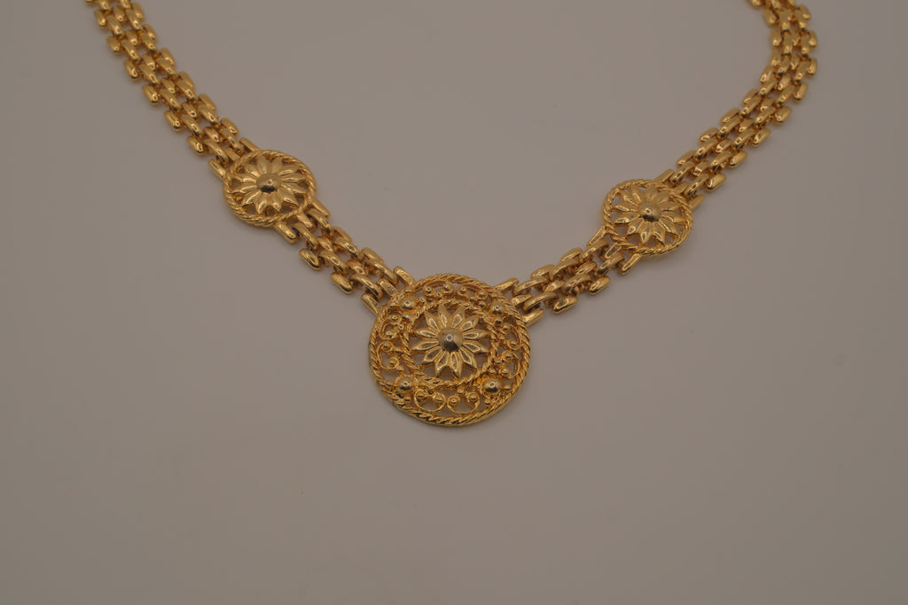 Vintage gold plated medallion chain necklace