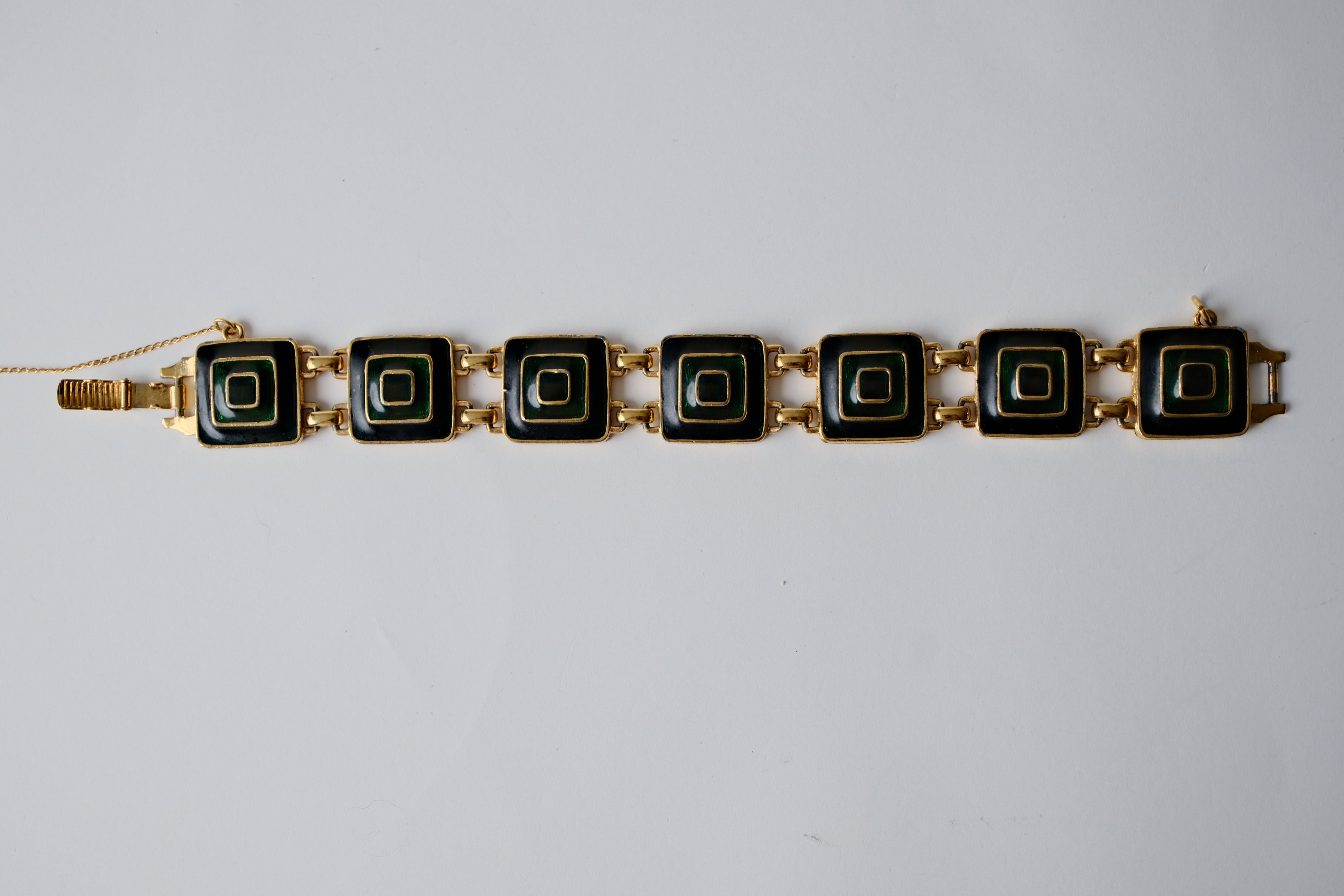 Vintage Black and Green Enamel bracelet&nbsp;