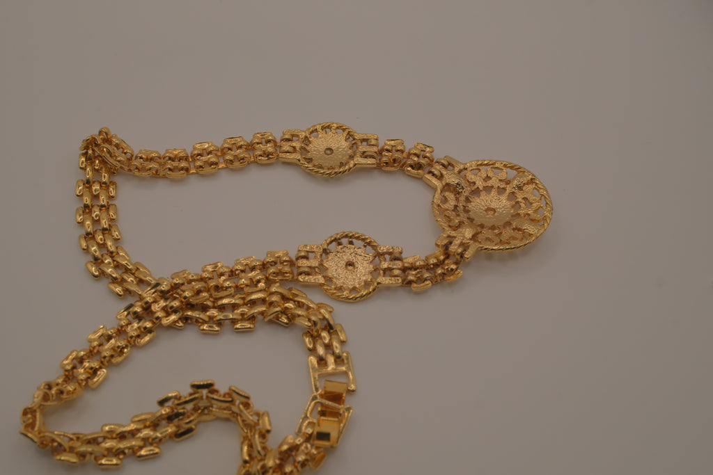 Vintage gold plated medallion chain necklace