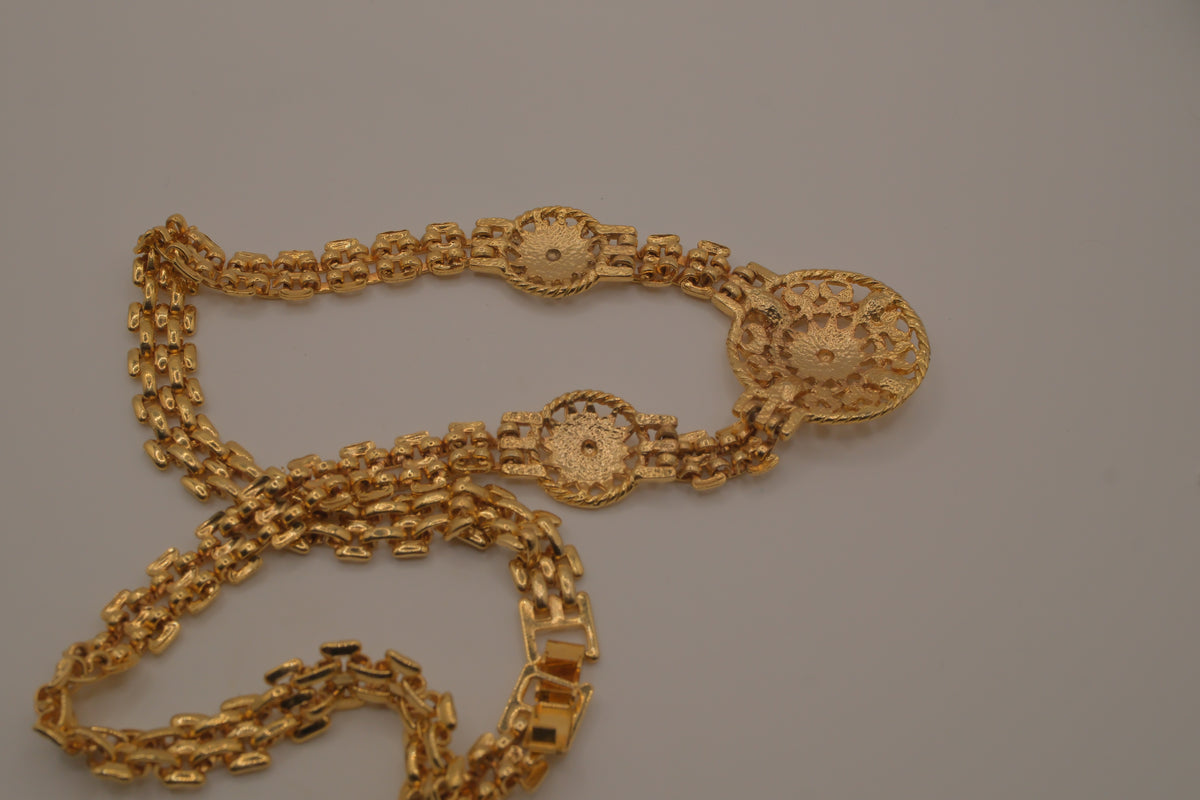 Vintage gold plated medallion chain necklace
