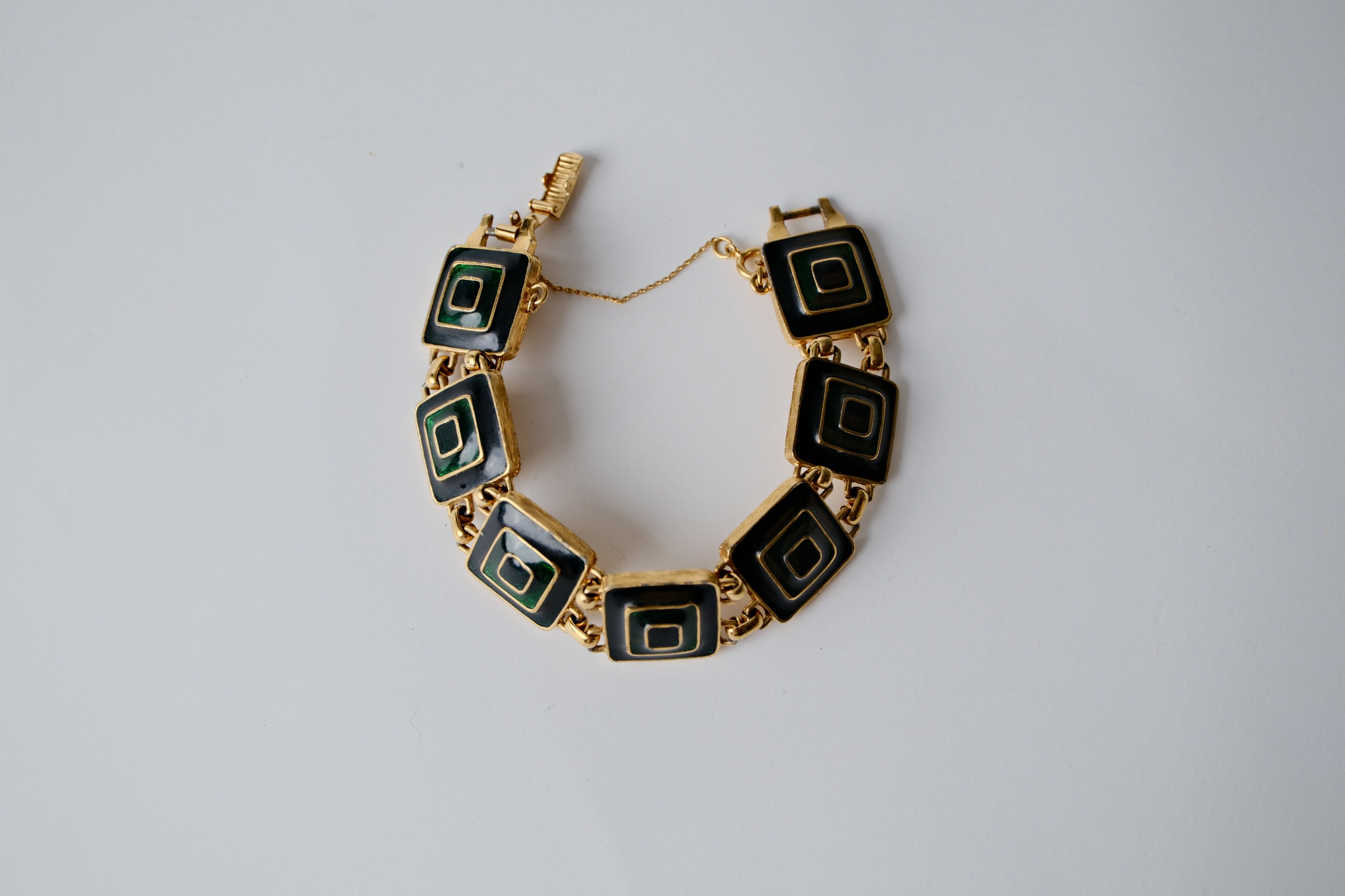 Vintage Black and Green Enamel bracelet&nbsp;
