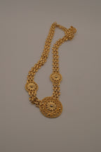 Vintage gold plated medallion chain necklace