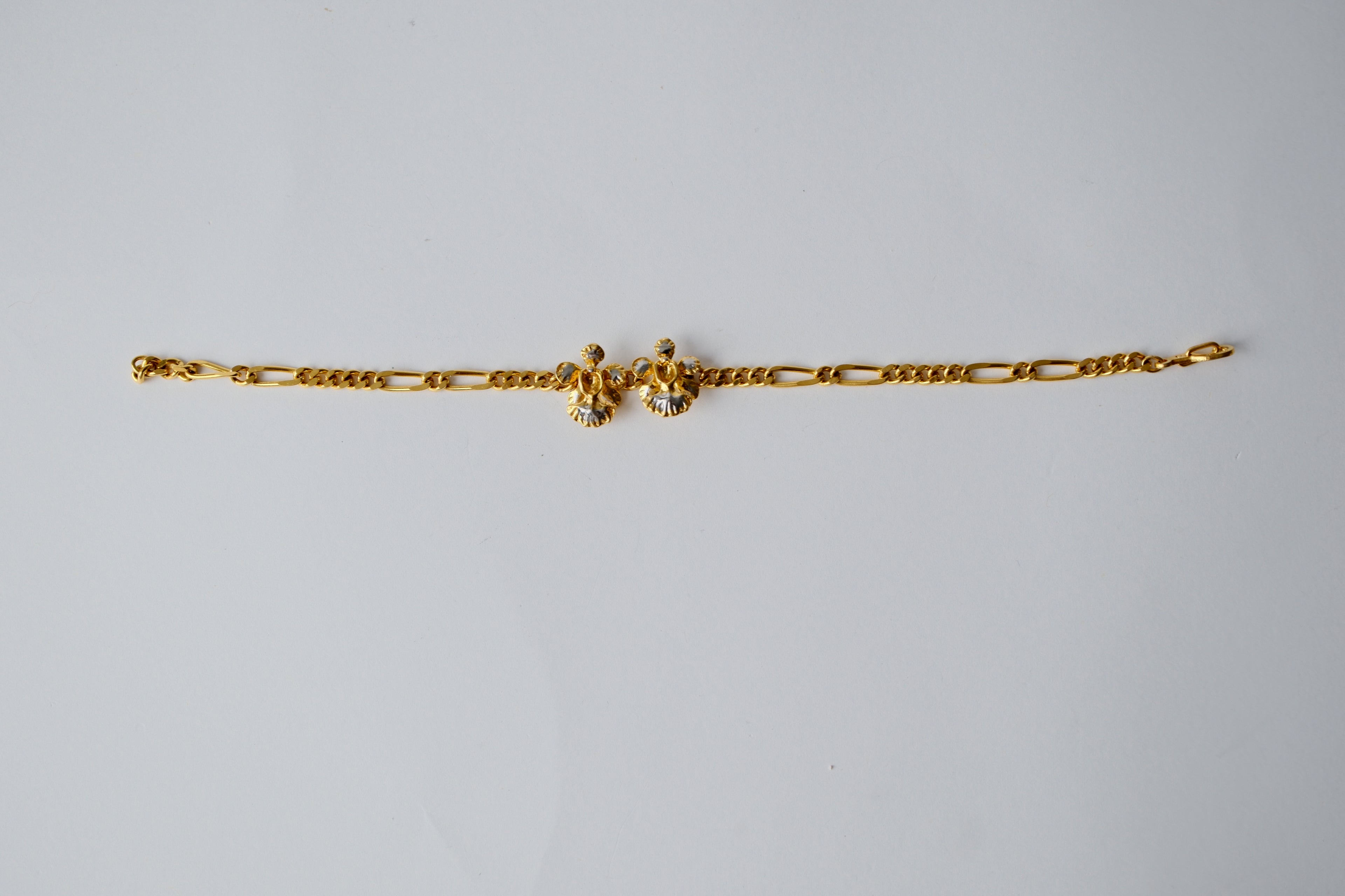 Vintage Gold tone orchid dainty bracelet