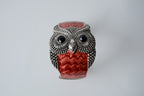 Vintage Silver Red Enamel Owl Cuff