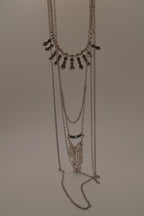 Bizou silver boho-chic multi-strand statement necklace
