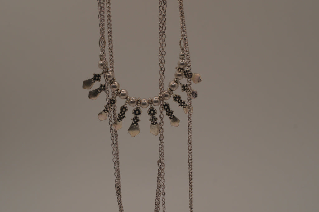 Bizou silver boho-chic multi-strand statement necklace