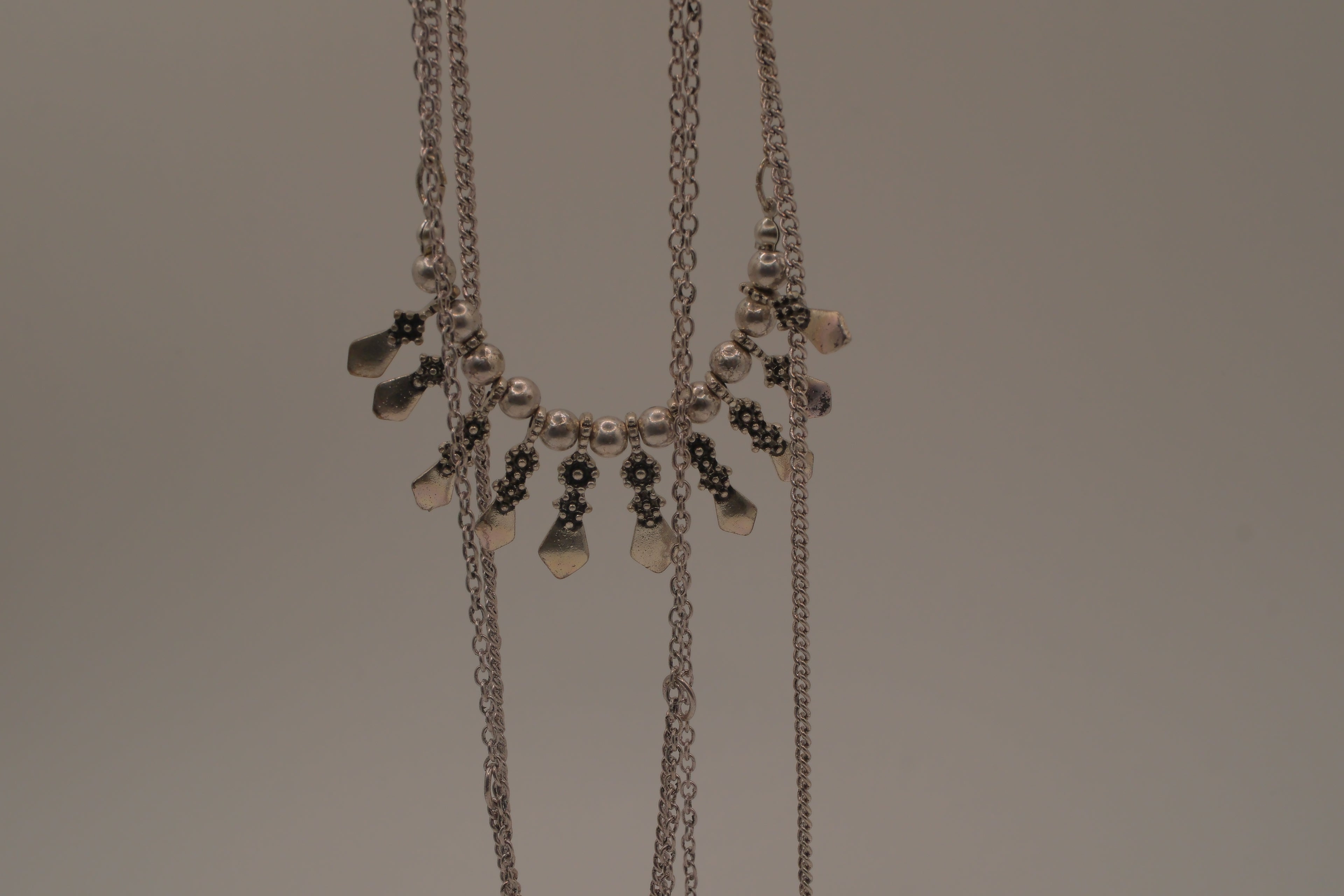 Bizou silver boho-chic multi-strand statement necklace