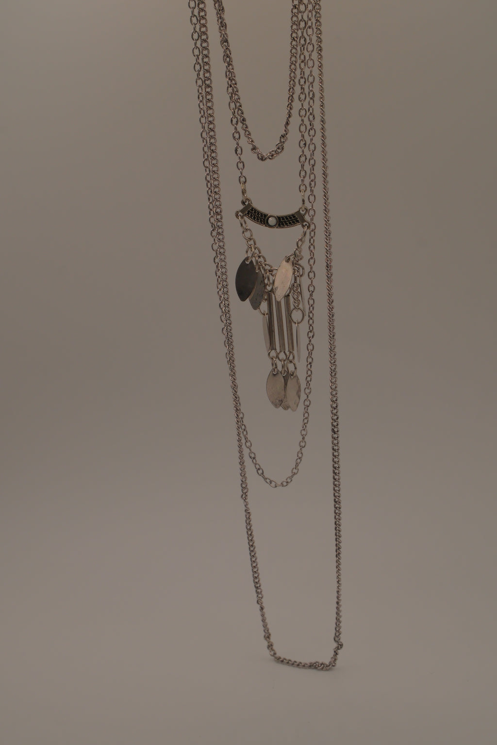 Bizou silver boho-chic multi-strand statement necklace