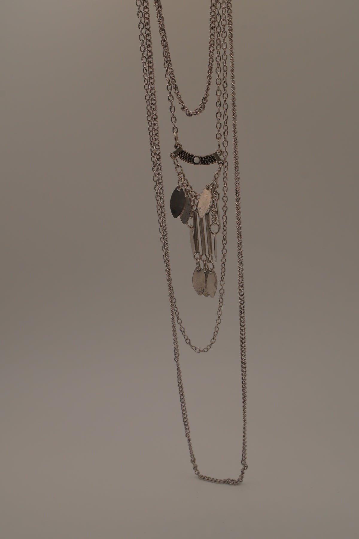 Bizou silver boho-chic multi-strand statement necklace