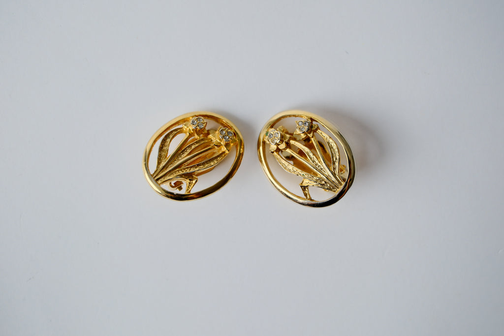 Vintage Flowers Clip-On Earrings