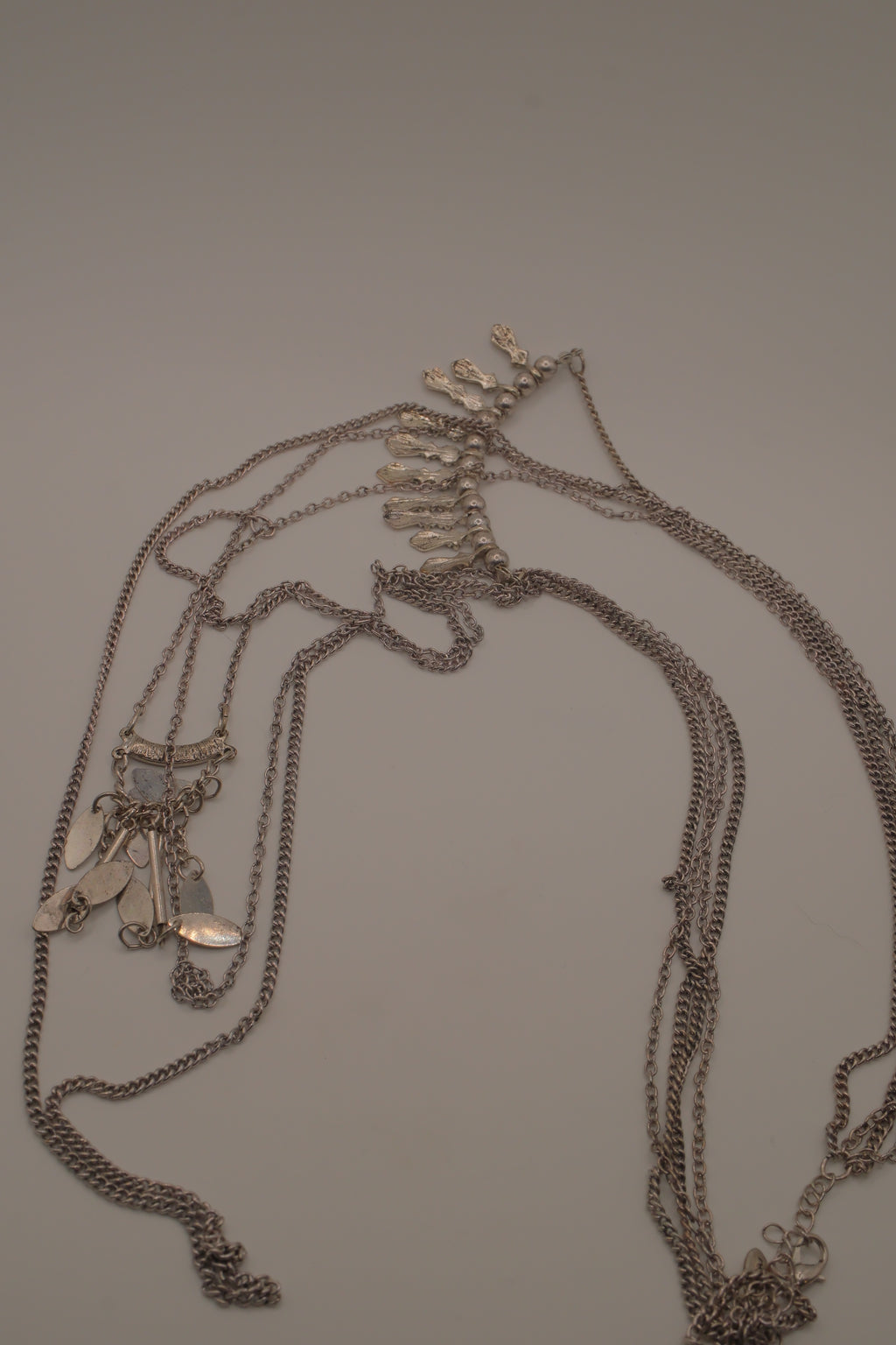 Bizou silver boho-chic multi-strand statement necklace
