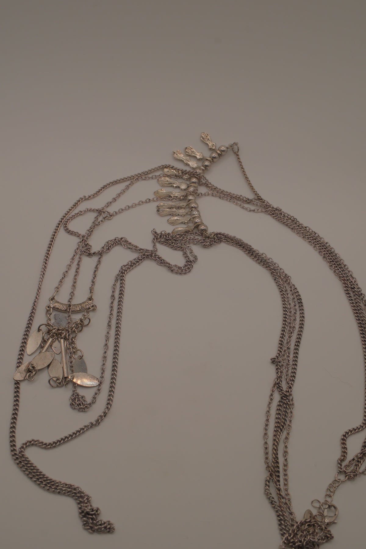 Bizou silver boho-chic multi-strand statement necklace