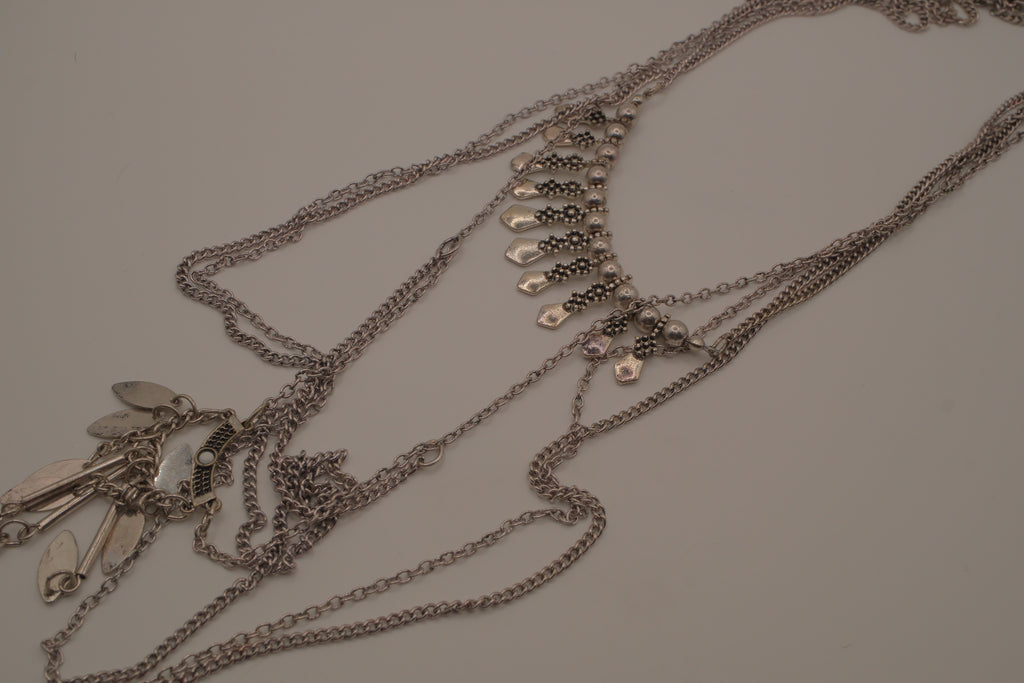Bizou silver boho-chic multi-strand statement necklace