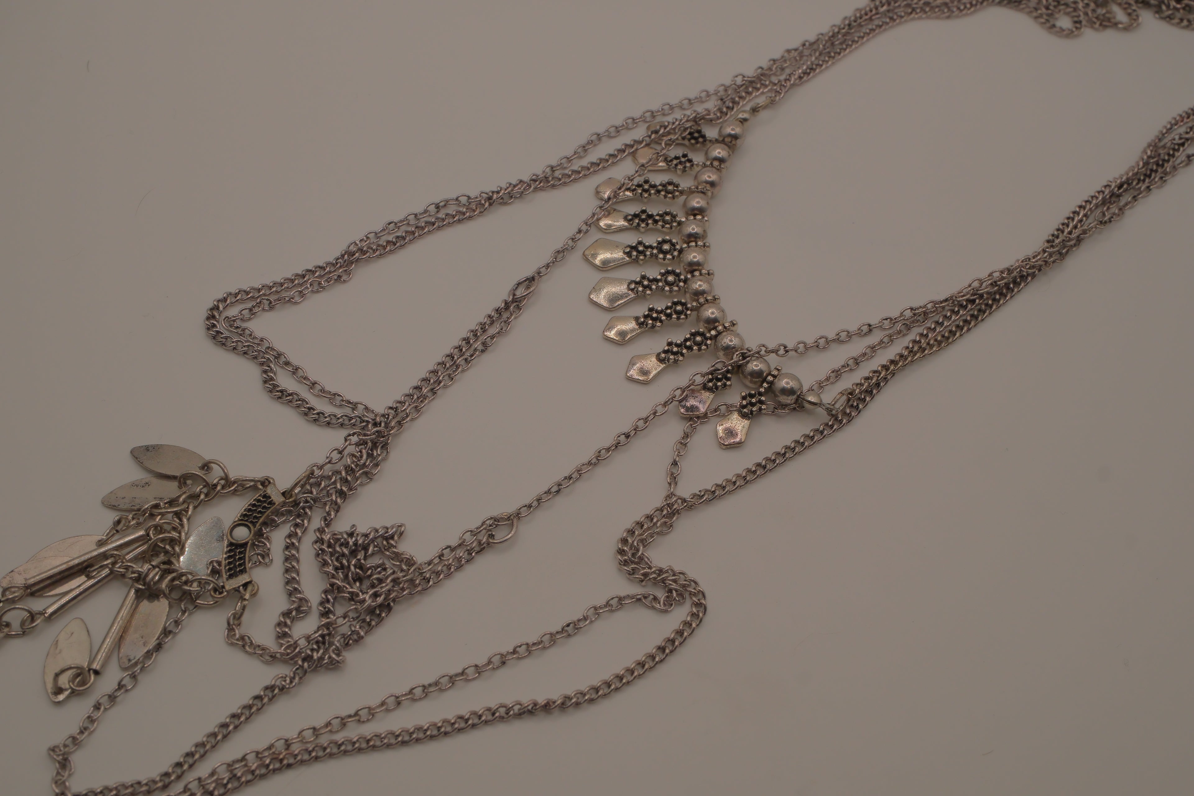 Bizou silver boho-chic multi-strand statement necklace