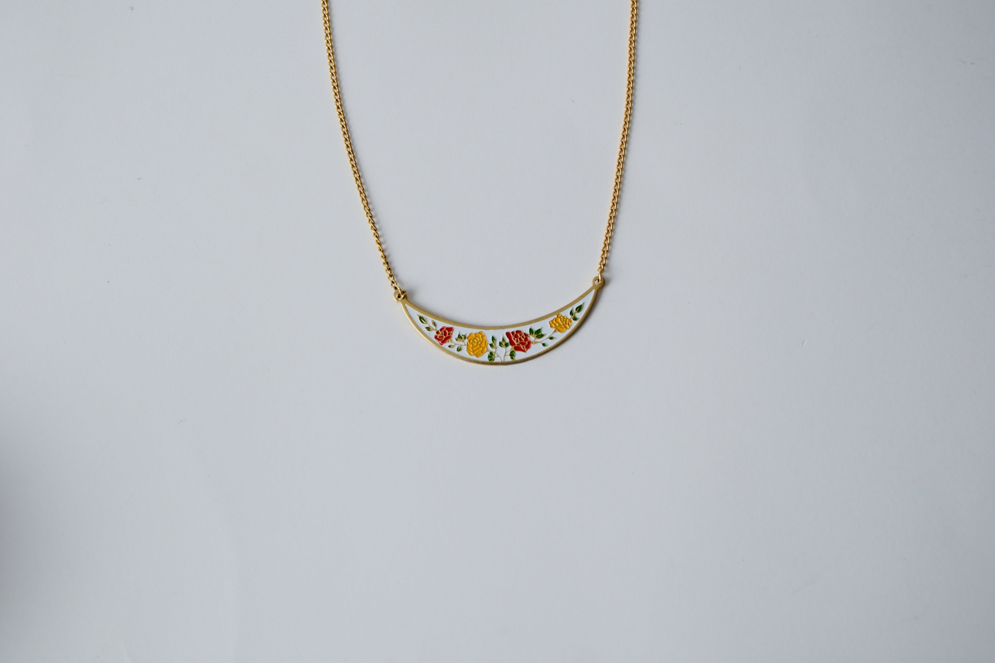 Vintage Cloisonne Crescent Necklace