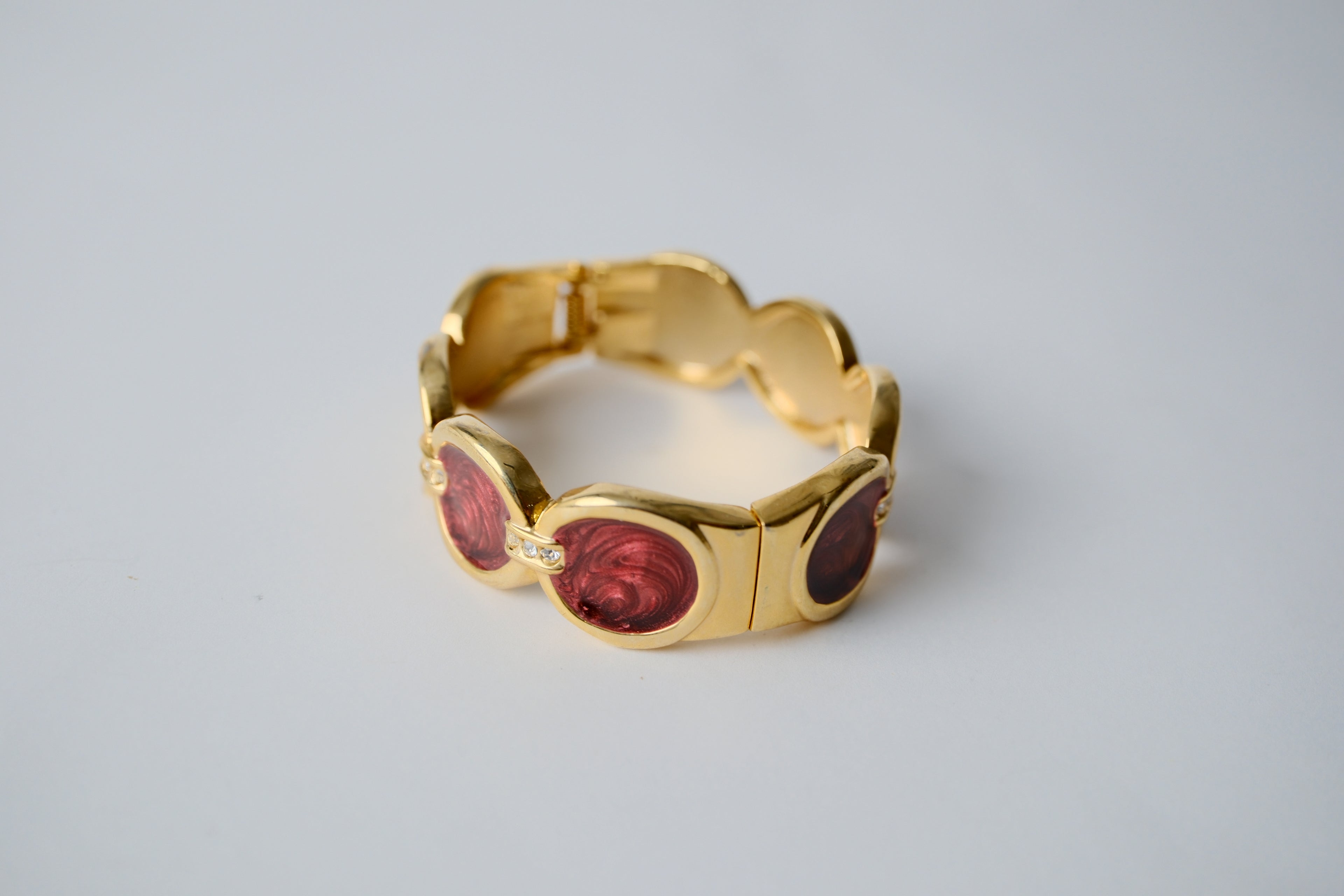 Vintage Gold and Red Glass Bangle