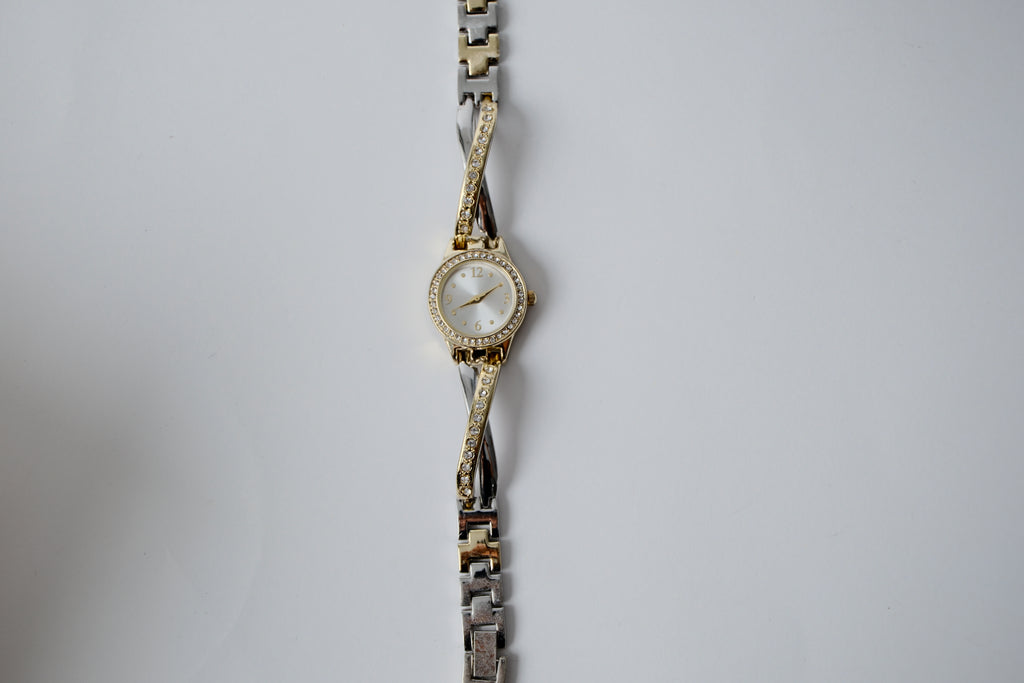Two-toned Fmd Rhinestone watch