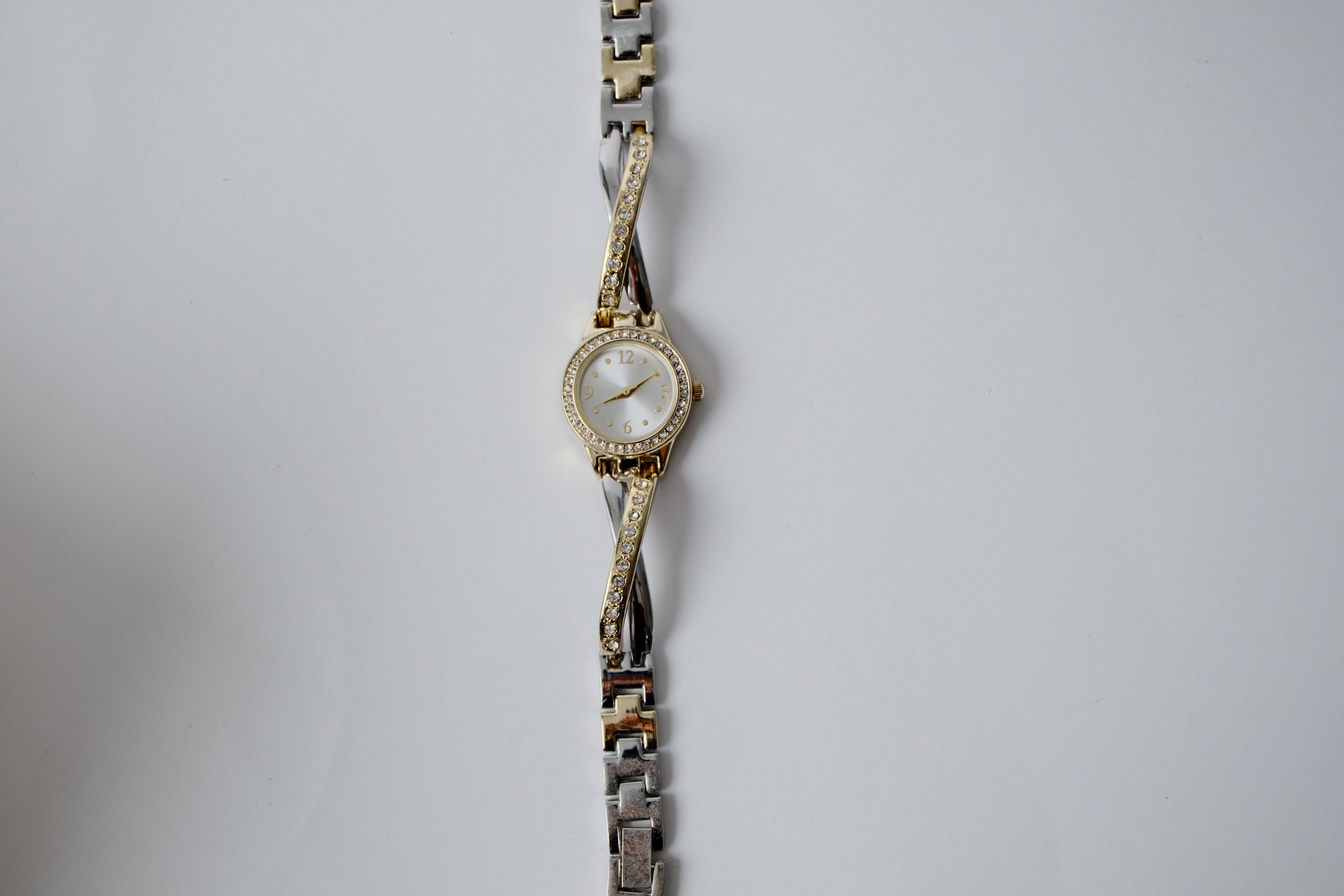 Two-toned Fmd Rhinestone watch