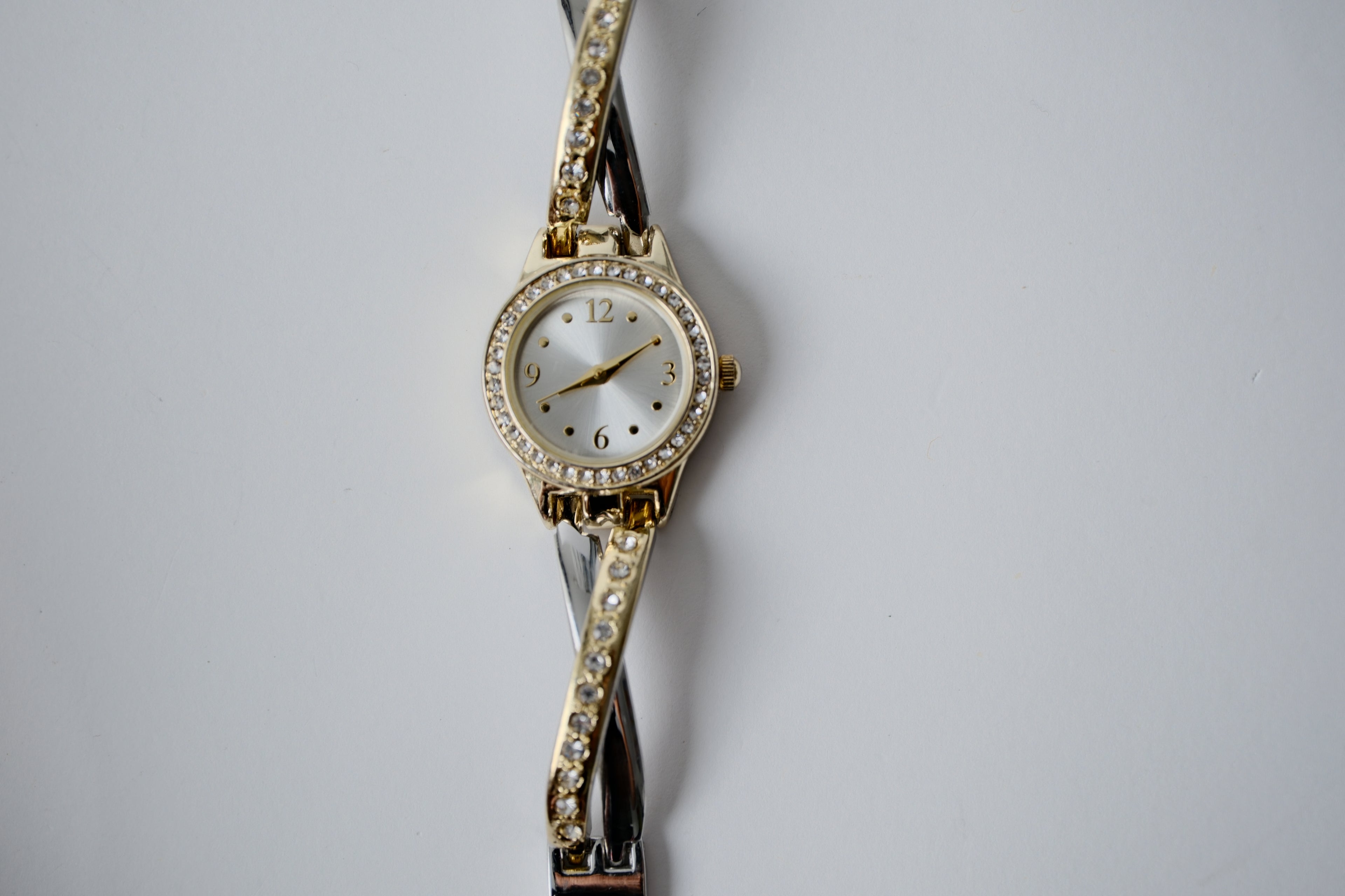 Two-toned Fmd Rhinestone watch
