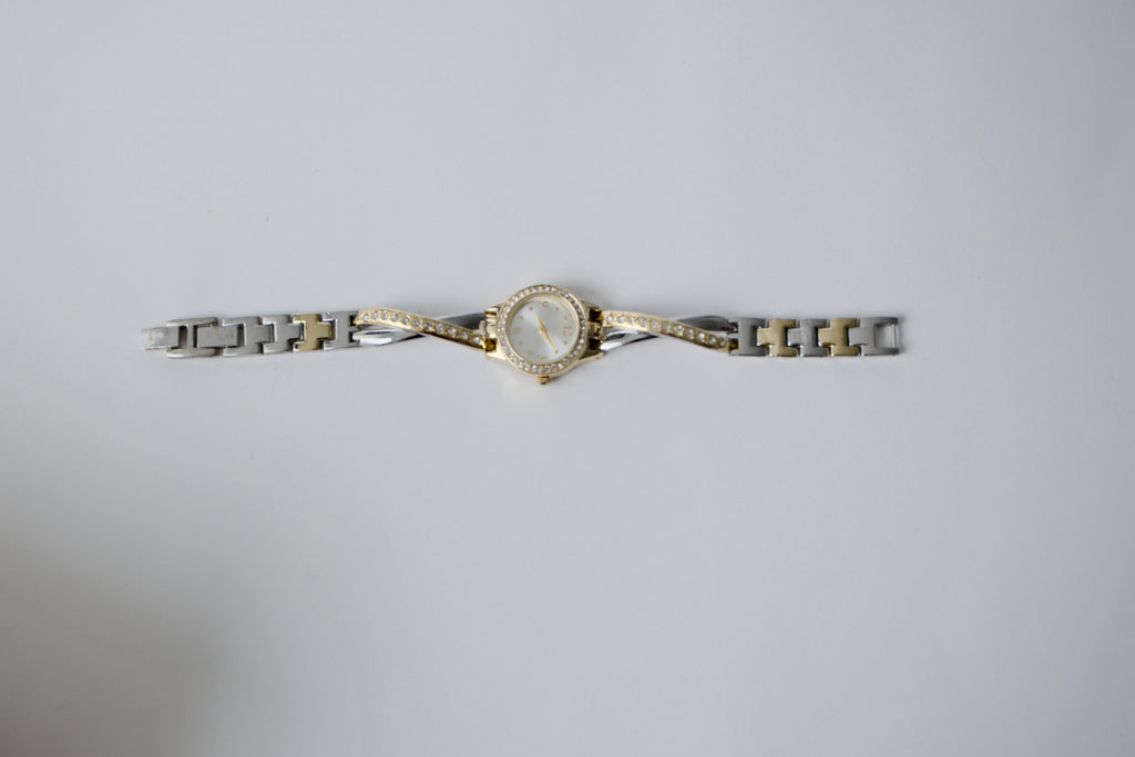 Two-toned Fmd Rhinestone watch