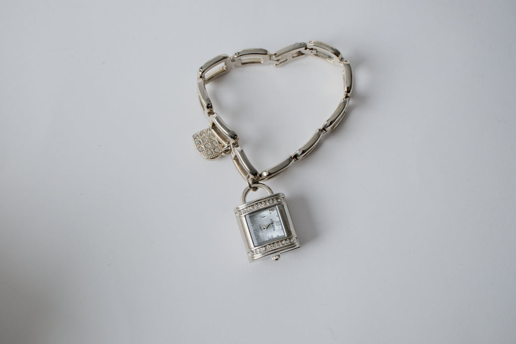 Silver-toned Strada charm bracelet watch