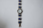 Silver-toned Strada Lapis Lazuli watch