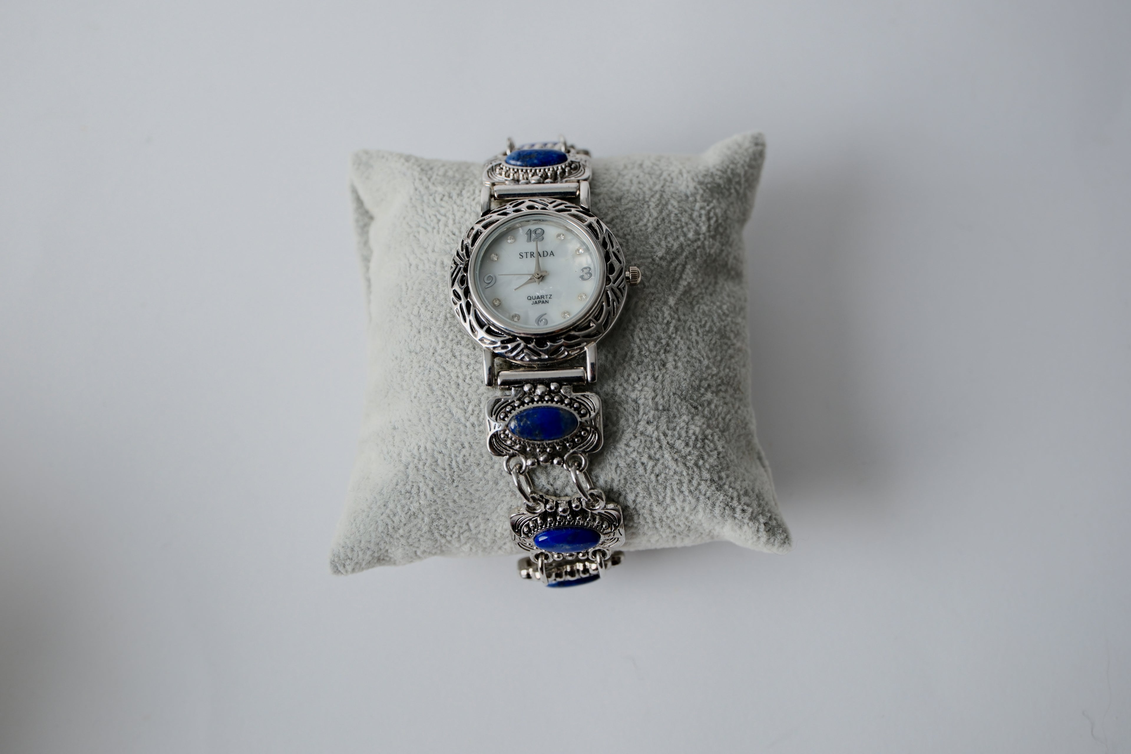 Silver-toned Strada Lapis Lazuli watch
