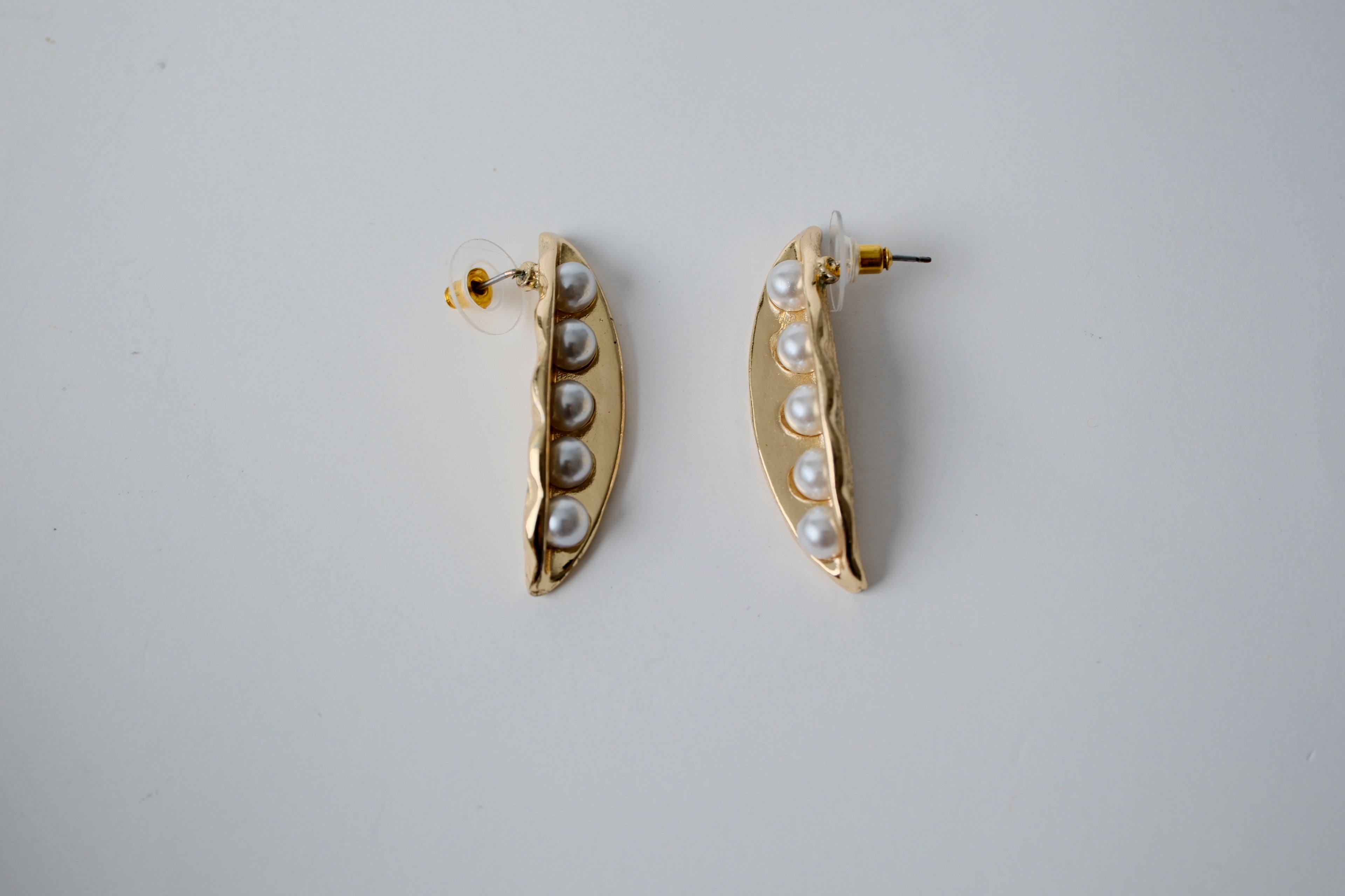 Schiaparelli inspired gold pea style earrings