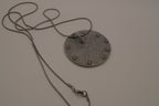 Hammered Silver Pendant with Golden Topaz Enameled Geometric Shapes