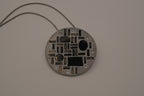 Hammered Silver Pendant with Black Enameled Geometric Shapes