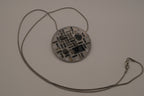 Hammered Silver Pendant with Black Enameled Geometric Shapes