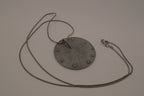 Hammered Silver Pendant with Black Enameled Geometric Shapes