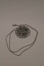 Hammered Silver Pendant with Black Enameled Geometric Shapes