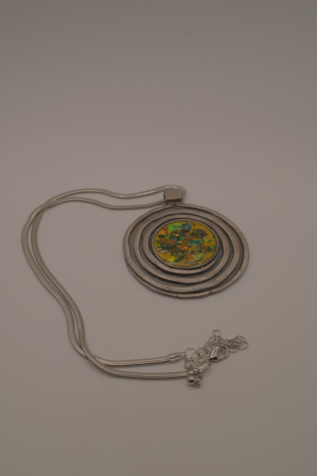 Vintage artisan spiral pendant necklace