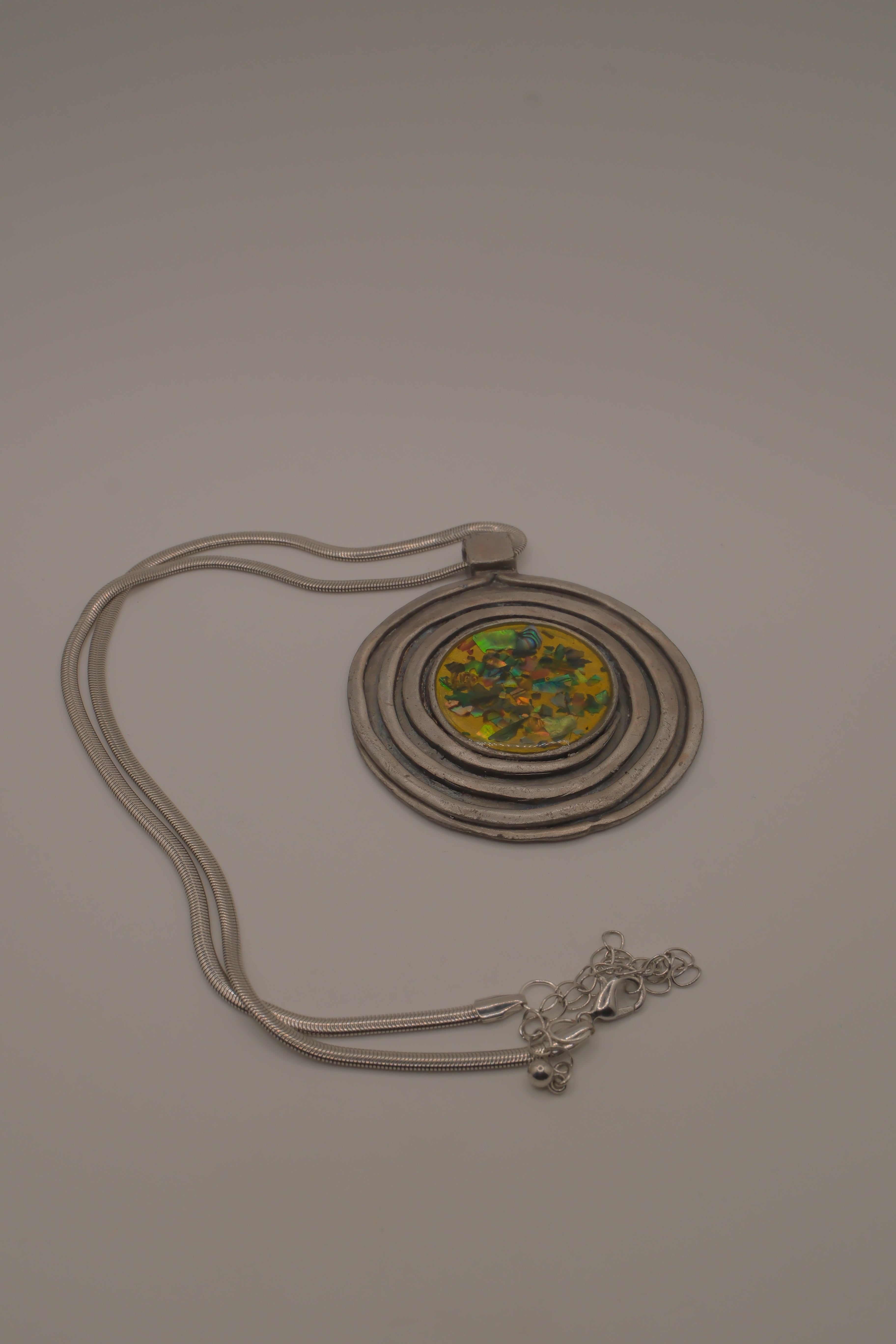 Vintage artisan spiral pendant necklace