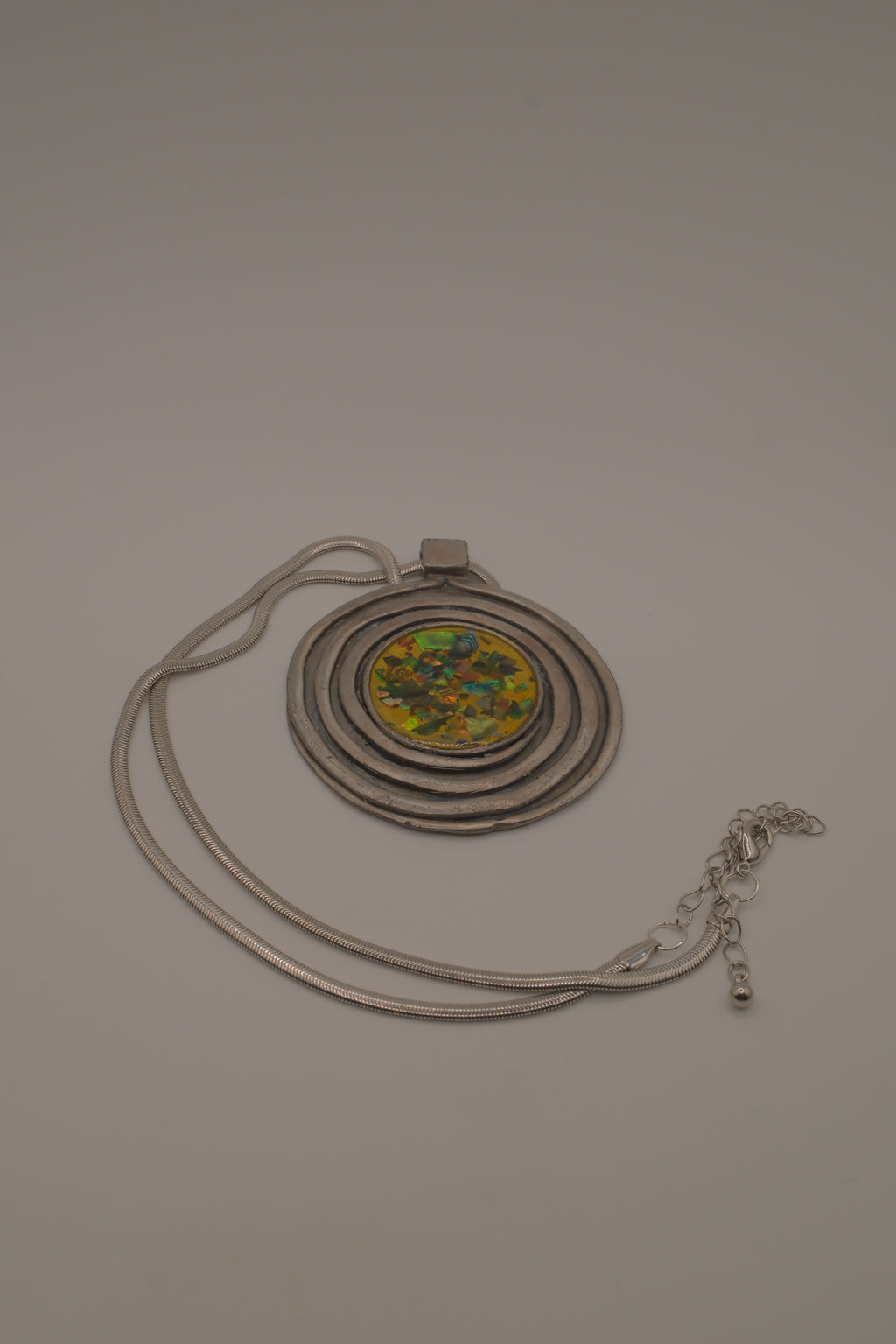 Vintage artisan spiral pendant necklace